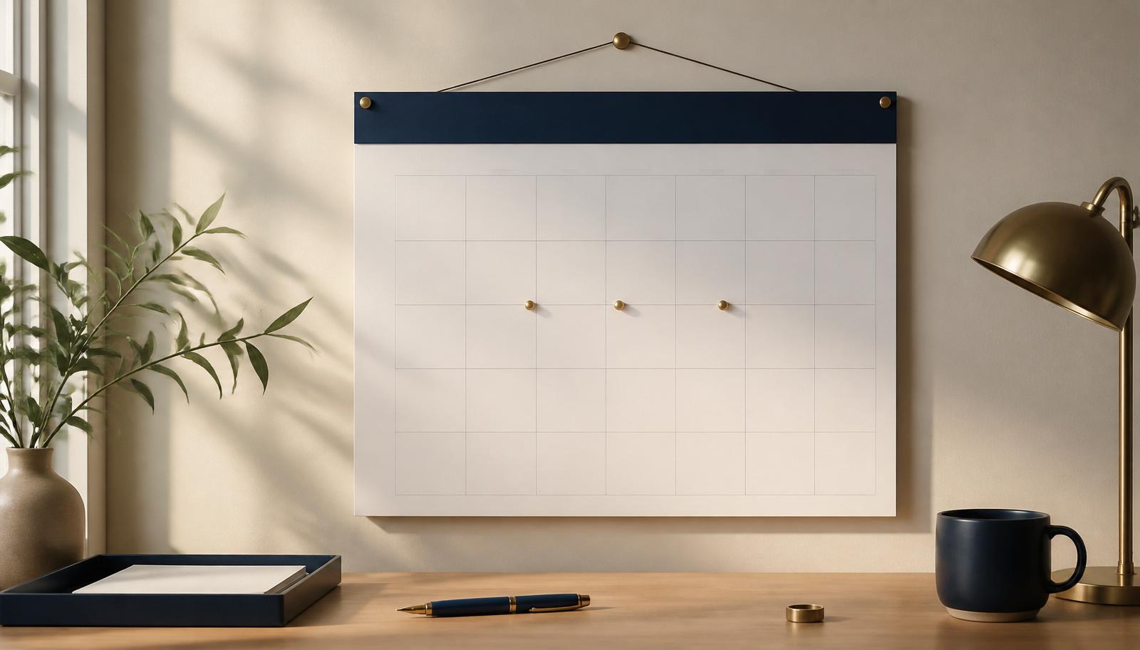 A Dubai apartment interior with keys and a calendar on a desk — illustrating an article on the 90-day rule for tenancy notices.