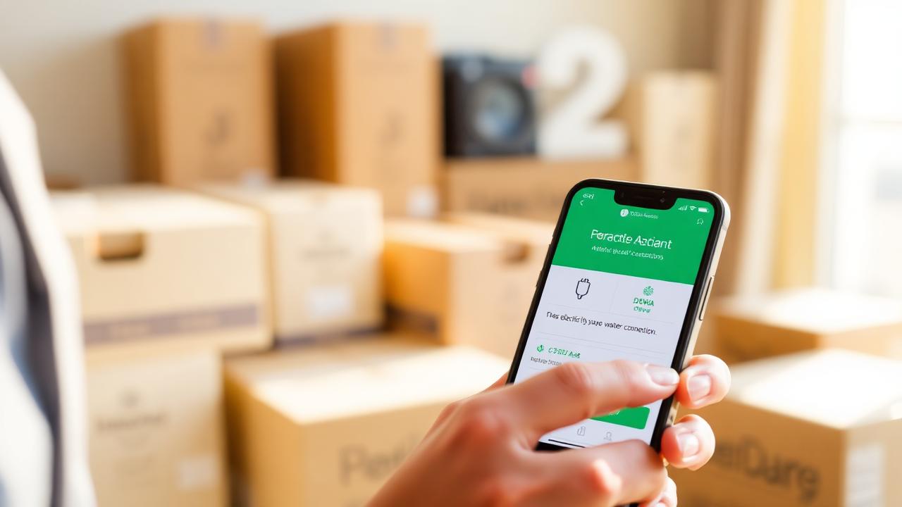 New tenant activating DEWA electricity and water connection on the DEWA app while moving into a Dubai apartment.