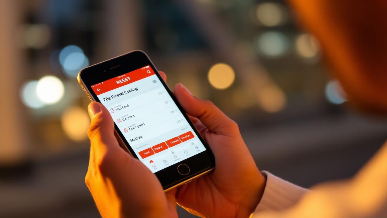 Dubai property owner using the Dubai REST app to view title deed, Ejari, and Mollak service charges on a smartphone.