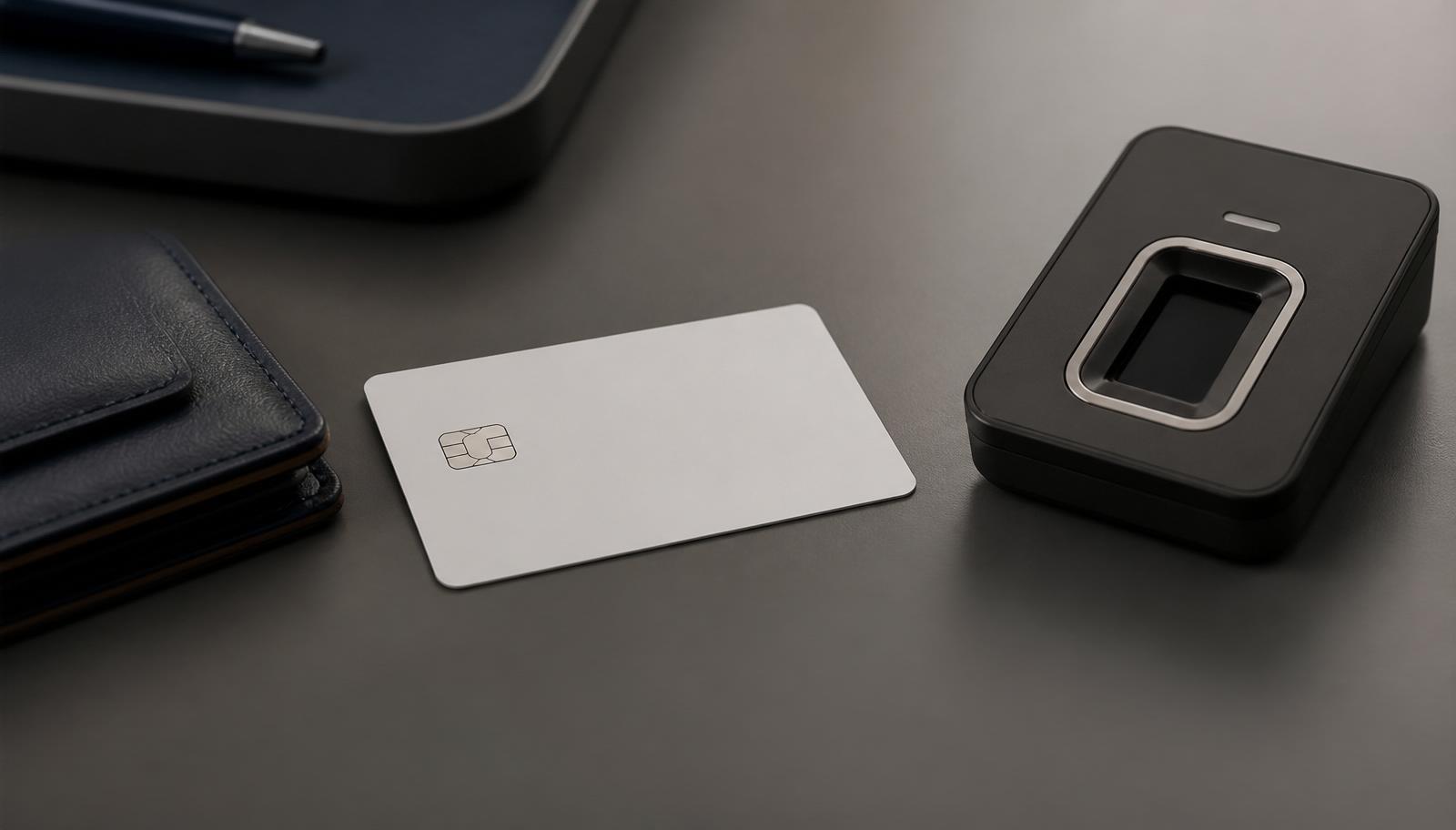 Emirates ID card on a Dubai desk with a smartphone showing an ICP smart services renewal screen — illustrating an article on Emirates ID renewal.