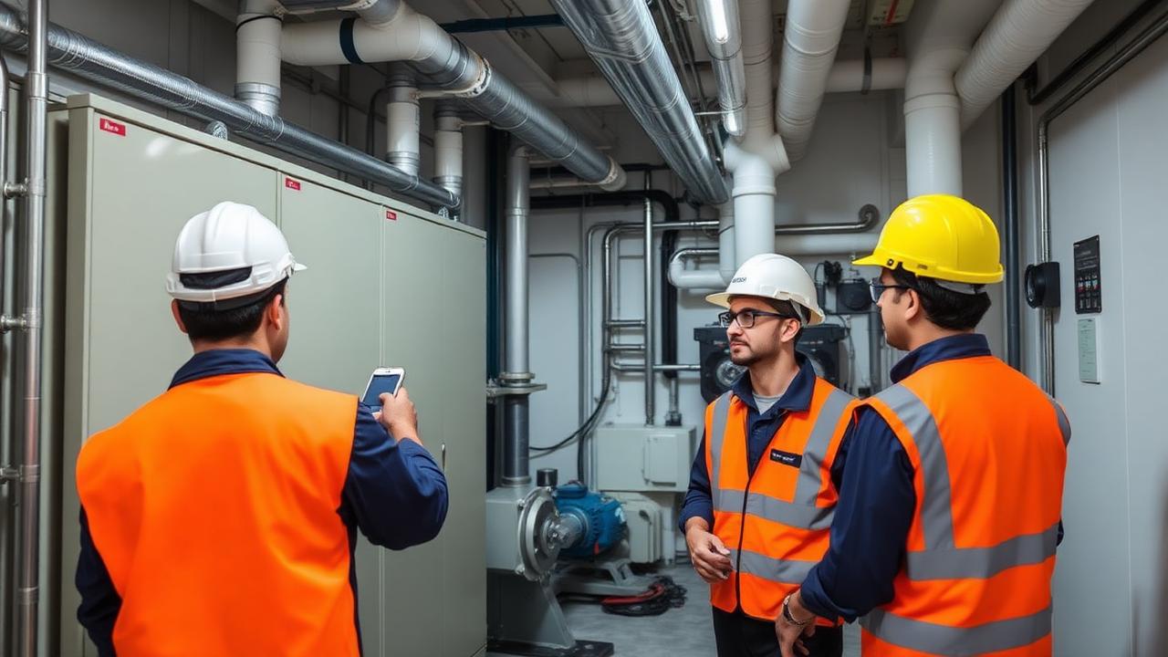 Dubai facility management team maintaining MEP systems in a high-rise apartment building.