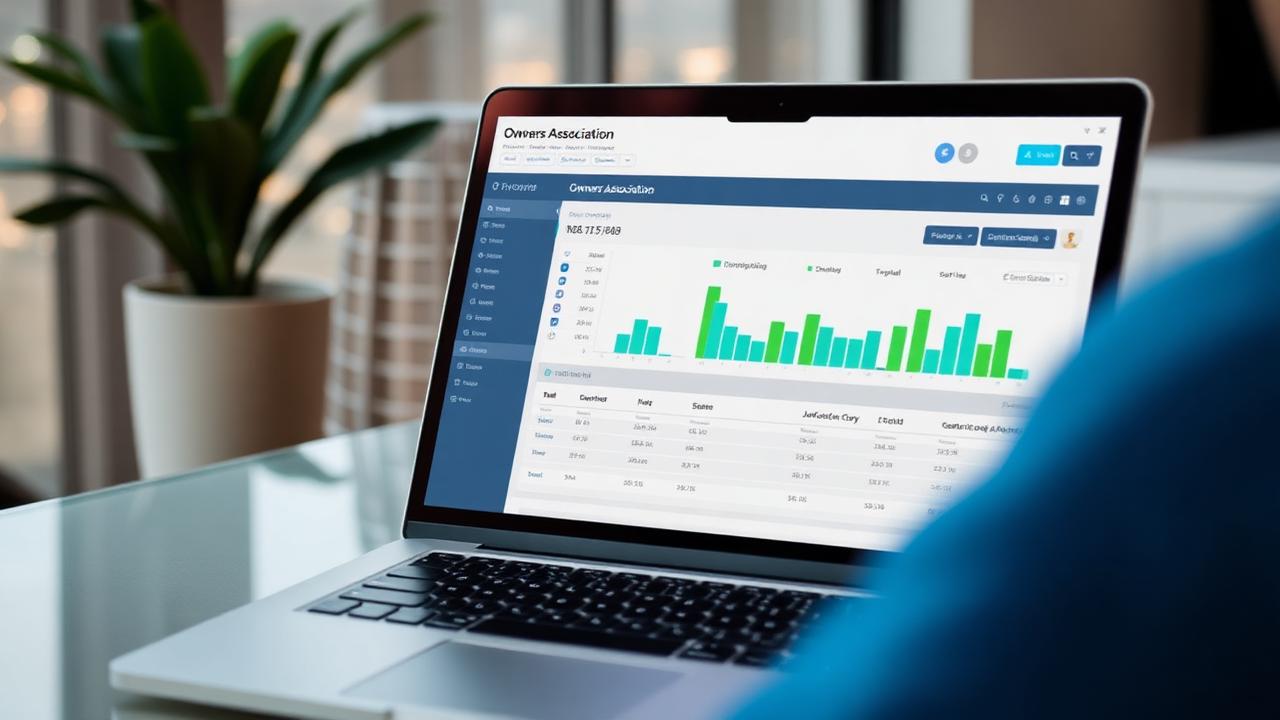 OA management software dashboard showing Mollak integration and service charge reconciliation for a Dubai apartment building.