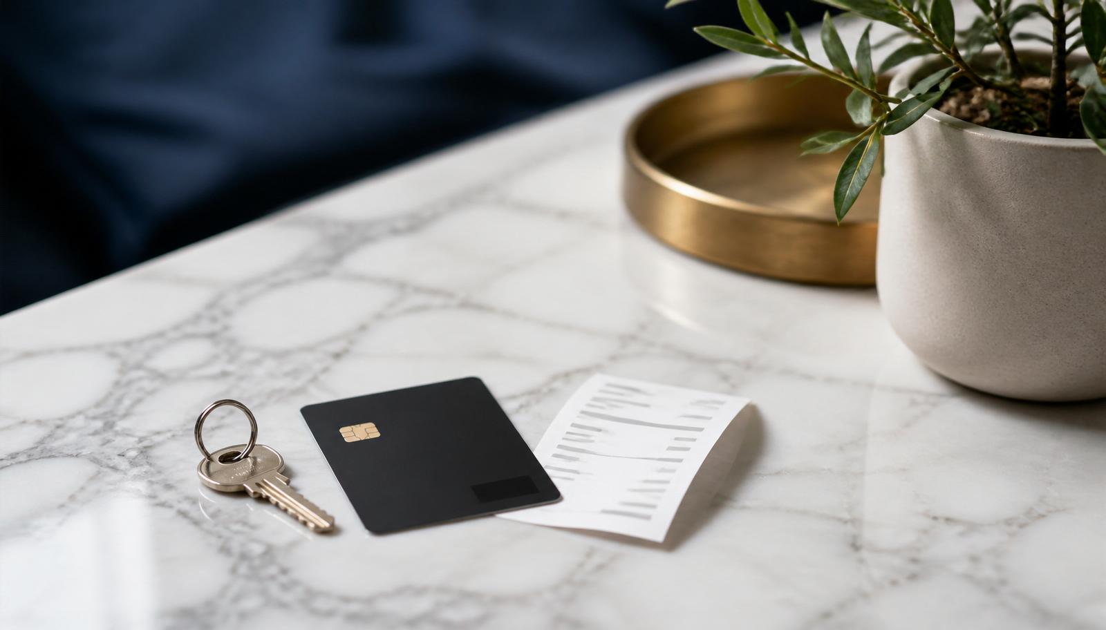A Dubai apartment interior mid-move with a checklist on a phone and keys on the counter — illustrating an article on security deposit refunds.