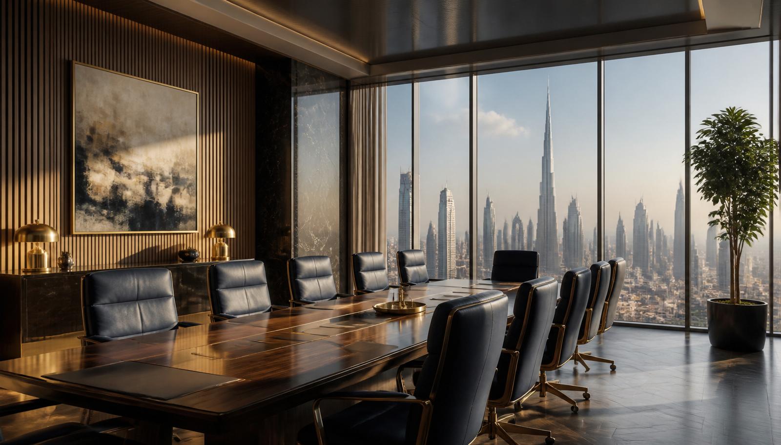 A Dubai high-rise lobby with an OA notice board visible — illustrating an article on Dubai Owners Associations.
